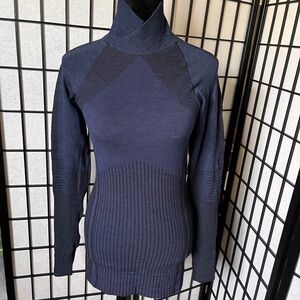 Athleta Blue Ribbed Knit Turtleneck Sweater